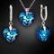 Silver set "Heart in Love III R (Bermuda Blue)" with Swarovski™ crystals