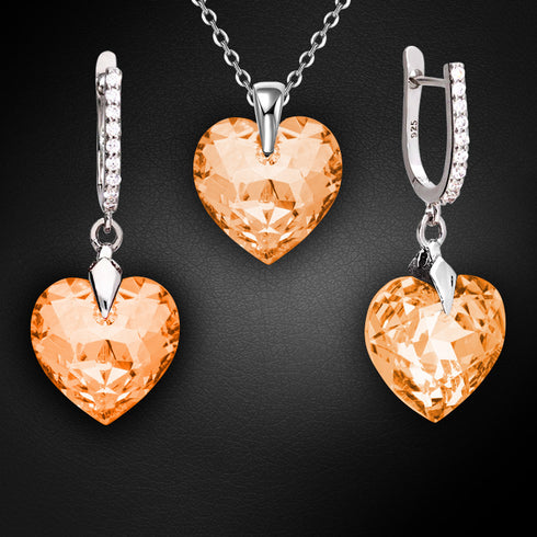 Silver set "Heart in Love III R (Light Colorado Topaz)" with Swarovski™ crystals