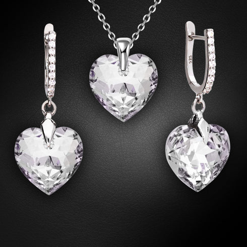 Silver set "Heart in Love III R" with Swarovski™ crystals
