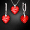 Silver set "Heart in Love III R (Light Siam)" with Swarovski™ crystals