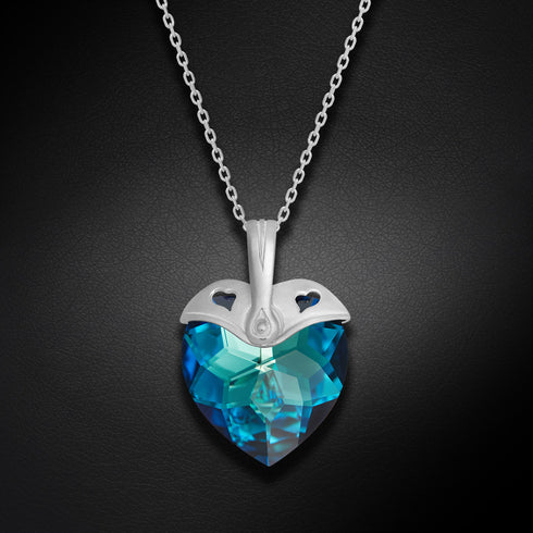 Silver Pendant "Cupid II (Bermuda Blue)" with Swarovski™ Crystals