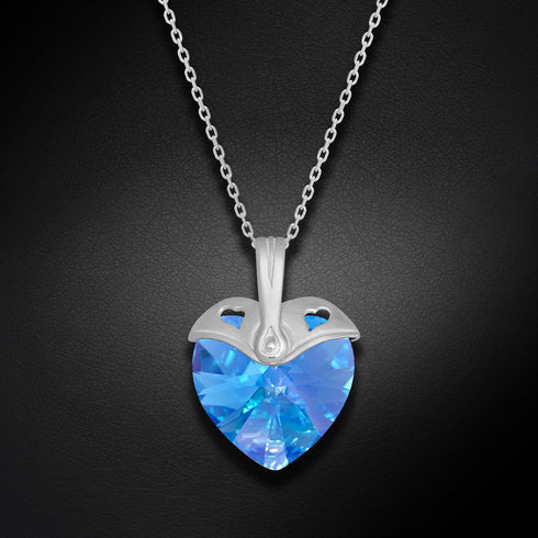 Silver Pendant "Cupid (Aquamarine AB)" with Swarovski™ Crystals