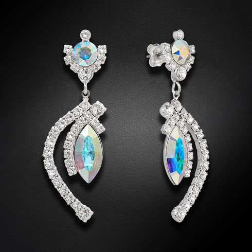 Kāzu auskari "J'Adore V (Aurora Borealis)" ar Swarovski™ kristāliem