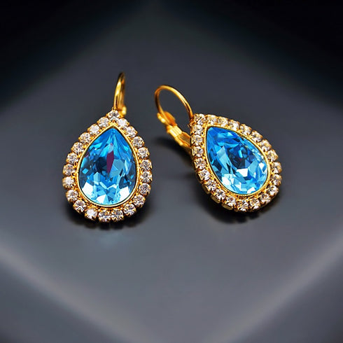 Auskari "Debesu Piliens (Aquamarine Blue)" ar Swarovski™ kristāliem