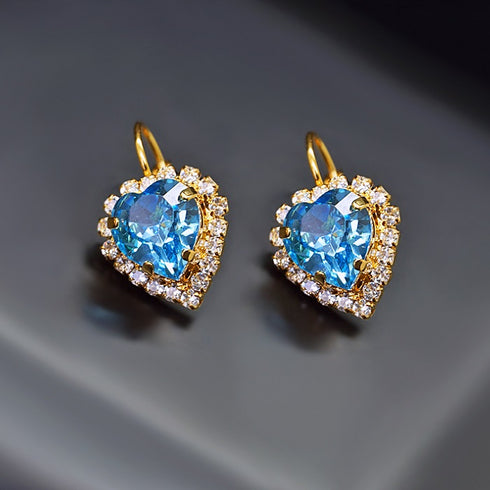 Auskari "Okeāna Sirds (Aquamarine Blue)" ar Swarovski™ kristāliem