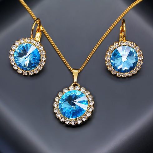 Komplekts "Klaris (Aquamarine Blue)" ar Swarovski™ kristāliem