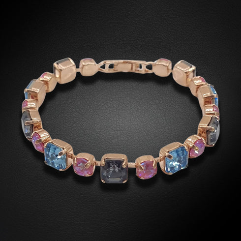 Apyrankė "Gaismu Deja (Silver Night / Aquamarine / Lotus Pink DeLite)" su Swarovski kristalais