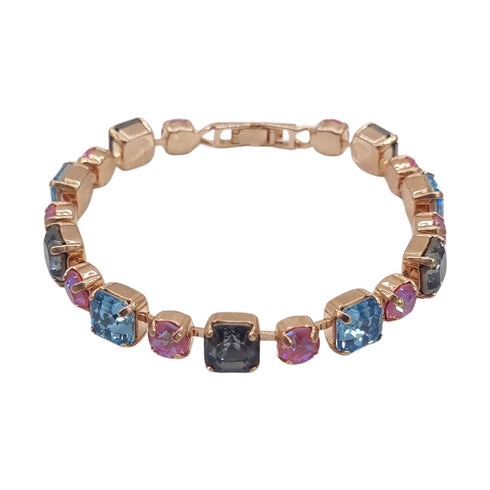 Apyrankė "Gaismu Deja (Silver Night / Aquamarine / Lotus Pink DeLite)" su Swarovski kristalais