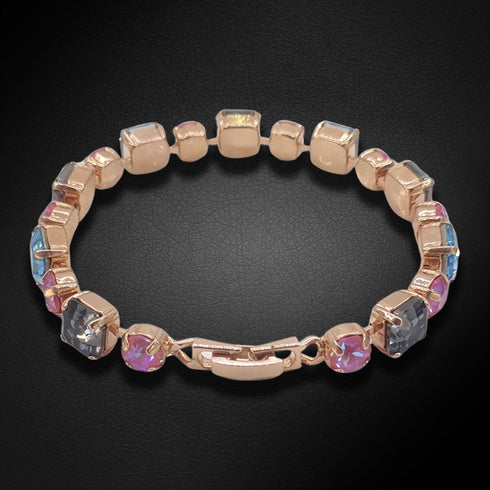 Apyrankė "Gaismu Deja (Silver Night / Aquamarine / Lotus Pink DeLite)" su Swarovski kristalais