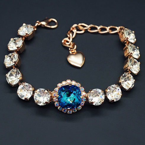 Apyrankė "Apžilbinošs Mirdzums III (Bermuda Blue)" su Swarovski™ kristalais