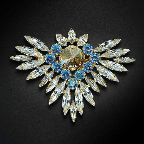 Broša "Varavīksnes Zieds" ar Swarovski™ kristāliem