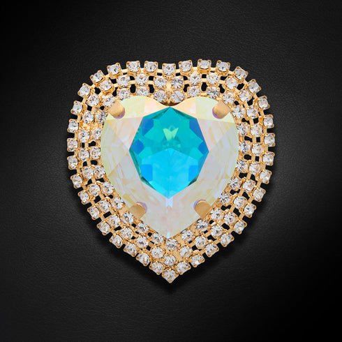 Broša "Kristāla Sirds (Aurora Borealis)" ar Swarovski™ kristāliem