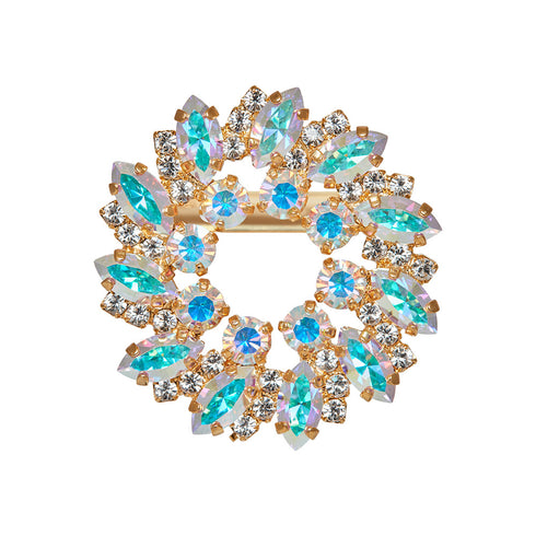 Broša "Kristāla Vainags (Aurora Borealis)" ar Swarovski™ kristāliem