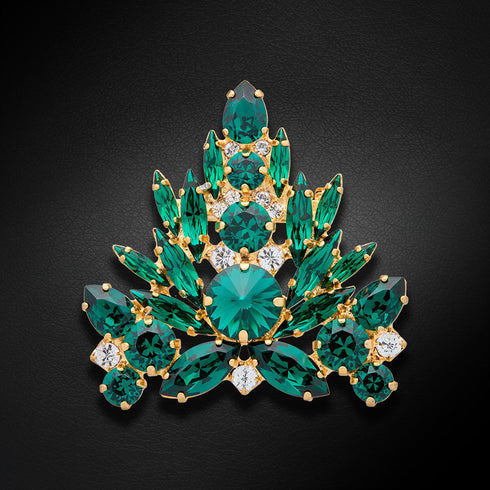 Broša "Kristāla Zars II (Emerald)" ar Swarovski™ kristāliem
