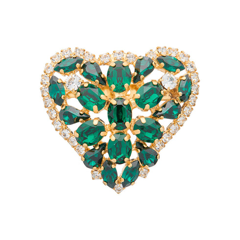 Broša "Kristāla Sirds II (Emerald)" ar Swarovski™ kristāliem
