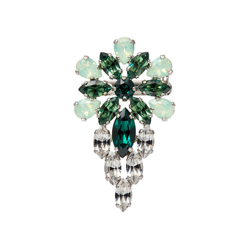 Broša "Mirteļ (Crysolite Opal / Emerald / Erinite)" ar Swarovski™ kristāliem