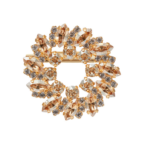 Broša "Kristāla Vainags (Golden Shadow)" ar Swarovski™ kristāliem