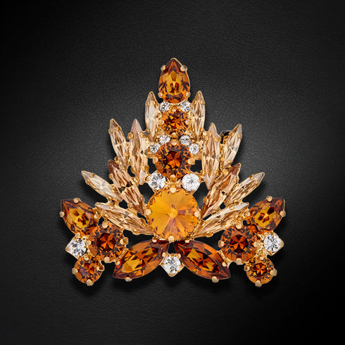 Broša "Kristāla Zars II (Light Amber / Topaz / Golden Shadow)" ar Swarovski™ kristāliem