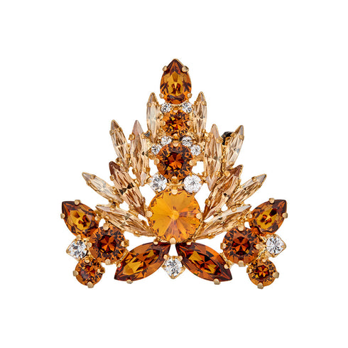 Broša "Kristāla Zars II (Light Amber / Topaz / Golden Shadow)" ar Swarovski™ kristāliem