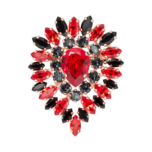 Broša "Atlass (Light Siam / Jet / Graphite)" ar Swarovski™ kristāliem