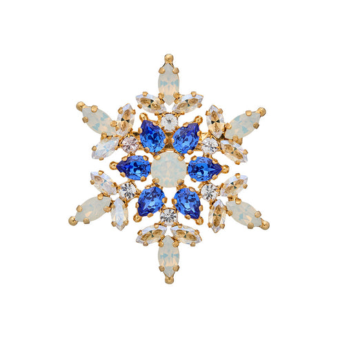 Broša "Sniegpārsla (White Opal / Moonlight / Sapphire)" ar Swarovski™ kristāliem
