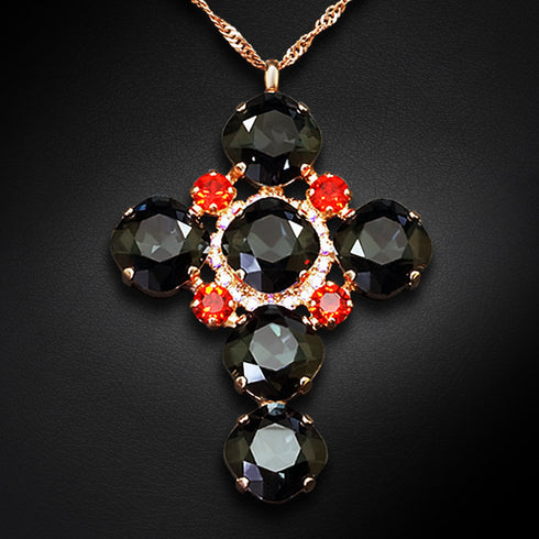 Pendant "Glamour (Graphite / Light Siam)" with Swarovski™ crystals