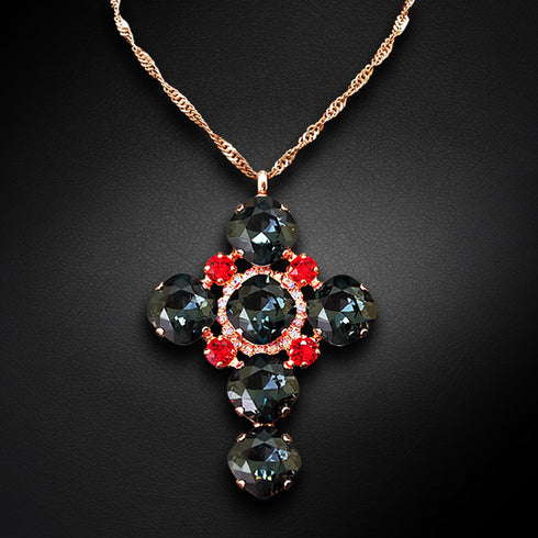 Pendant "Glamour (Graphite / Light Siam)" with Swarovski™ crystals