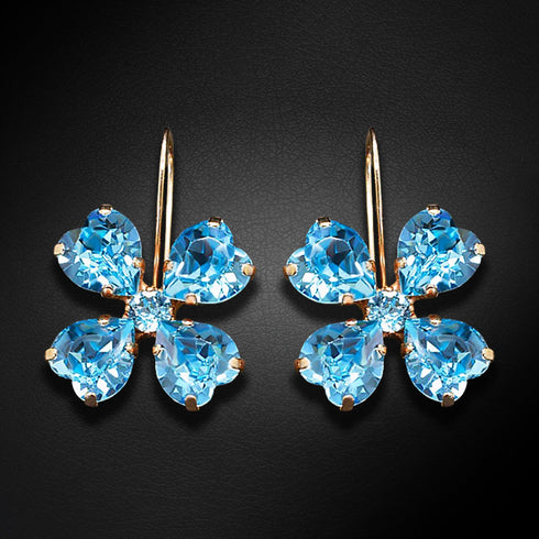 Auskari "Kristāla Āboliņš (Aquamarine Blue)" ar Swarovski™ kristāliem