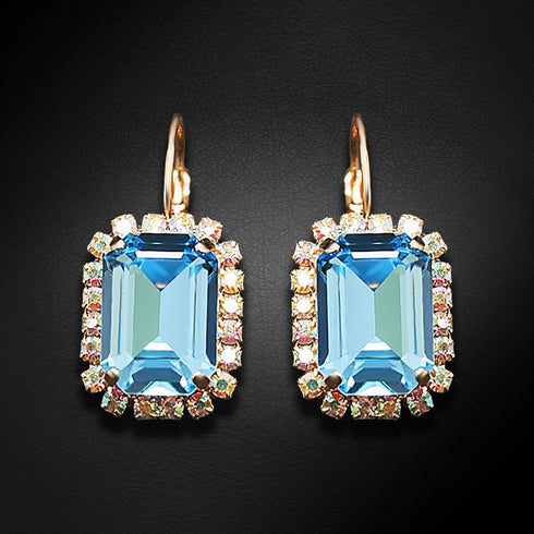 Auskari "Lurdes II (Aquamarine Blue)" ar Swarovski™ kristāliem