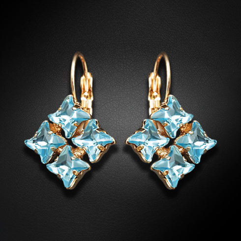 Auskari "Kristāla Viesuļvētra (Aquamarine Blue)" ar Swarovski™ kristāliem