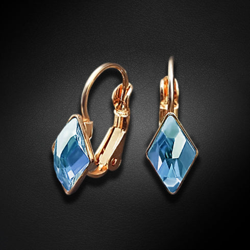 Auskari "Kristāla Rombs IV (Aquamarine Blue)" ar Swarovski™ kristāliem