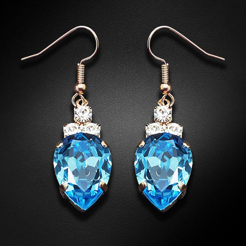 Auskari "Leonora (Aquamarine Blue)" ar Swarovski™ kristāliem