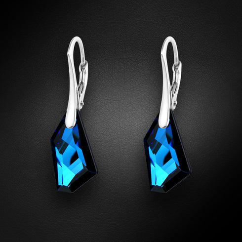 Sudraba auskari "Hiporboreja (Bermuda Blue)" ar Swarovski™ kristāliem