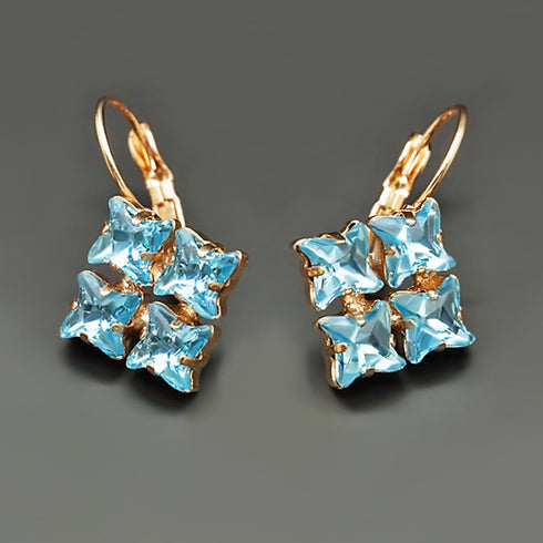 Auskari "Kristāla Viesuļvētra (Aquamarine Blue)" ar Swarovski™ kristāliem