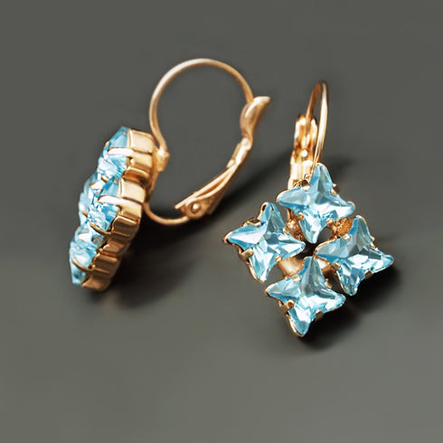 Auskari "Kristāla Viesuļvētra (Aquamarine Blue)" ar Swarovski™ kristāliem