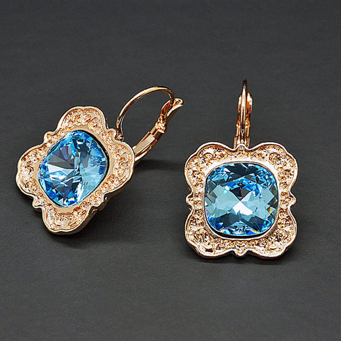 Auskarai "Nostalgia (Aquamarine Blue)" su Swarovski™ kristalais