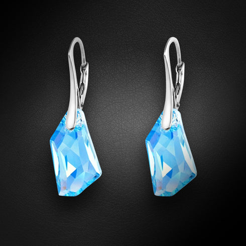 Sudraba auskari "Hiporboreja (Aquamarine Blue)" ar Swarovski™ kristāliem