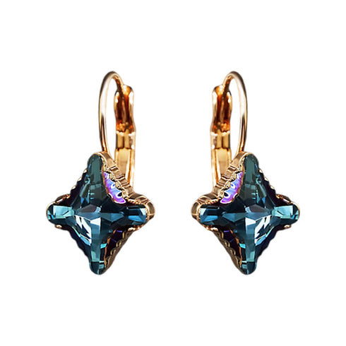 Auskari "Kristāla Rombs II (Aquamarine Metallic Blue)" ar Swarovski™ kristāliem