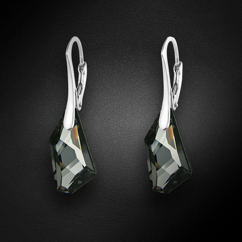 Sudraba auskari "Hiporboreja (Silver Night)" ar Swarovski™ kristāliem