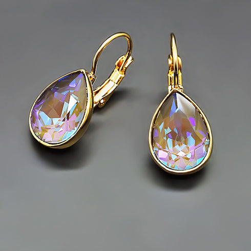 Earrings "Crystal Drop (Army Green DeLite)" with Swarovski™ crystals