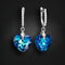 Sudraba auskari "Iemīlējusies Sirds III R (Bermuda Blue)" ar Swarovski™ kristāliem