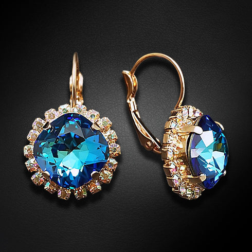 Auskari "Apžilbinošs Mirdzums III (Bermuda Blue)" ar Swarovski™ kristāliem