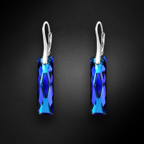 Sudraba auskari "Delukss (Bermuda Blue)" ar Swarovski™ kristāliem