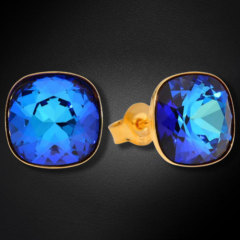 Sudraba auskari "Apžilbinošs Mirdzums (Bermuda Blue)" ar Swarovski™ kristāliem