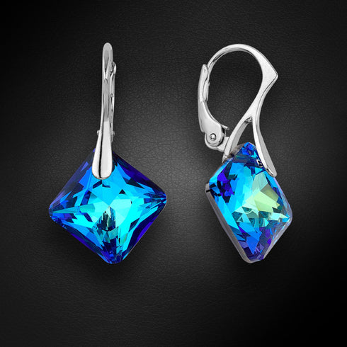 Sudraba auskari "Mirdzums (Bermuda Blue)" ar Swarovski™ kristāliem