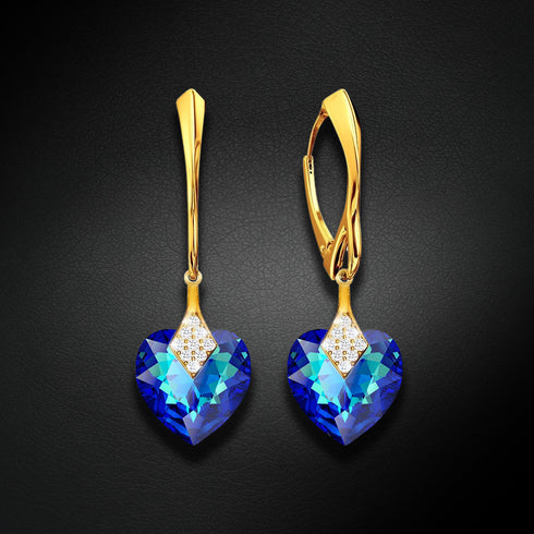 Silver Earrings "Dear Valentine (Bermuda Blue)" with Swarovski™ Crystals