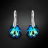 Silver Earrings "Ice Borders (Bermuda Blue)" with Swarovski™ Crystals