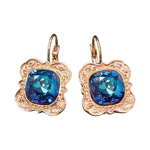 Auskarai "Nostalģija (Bermuda Blue)" su Swarovski™ kristalais