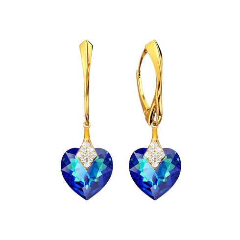 Silver Earrings "Dear Valentine (Bermuda Blue)" with Swarovski™ Crystals
