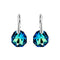 Silver Earrings "Ice Borders (Bermuda Blue)" with Swarovski™ Crystals